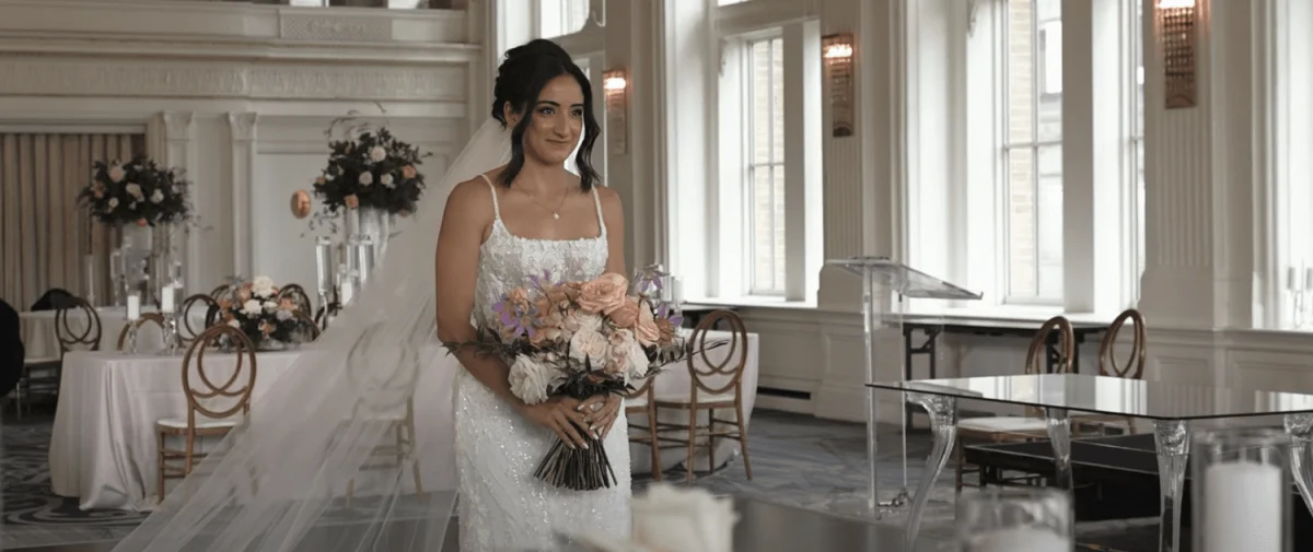 Martina Liana Bridal Dress Shines in Ashley and David's Wedding Video