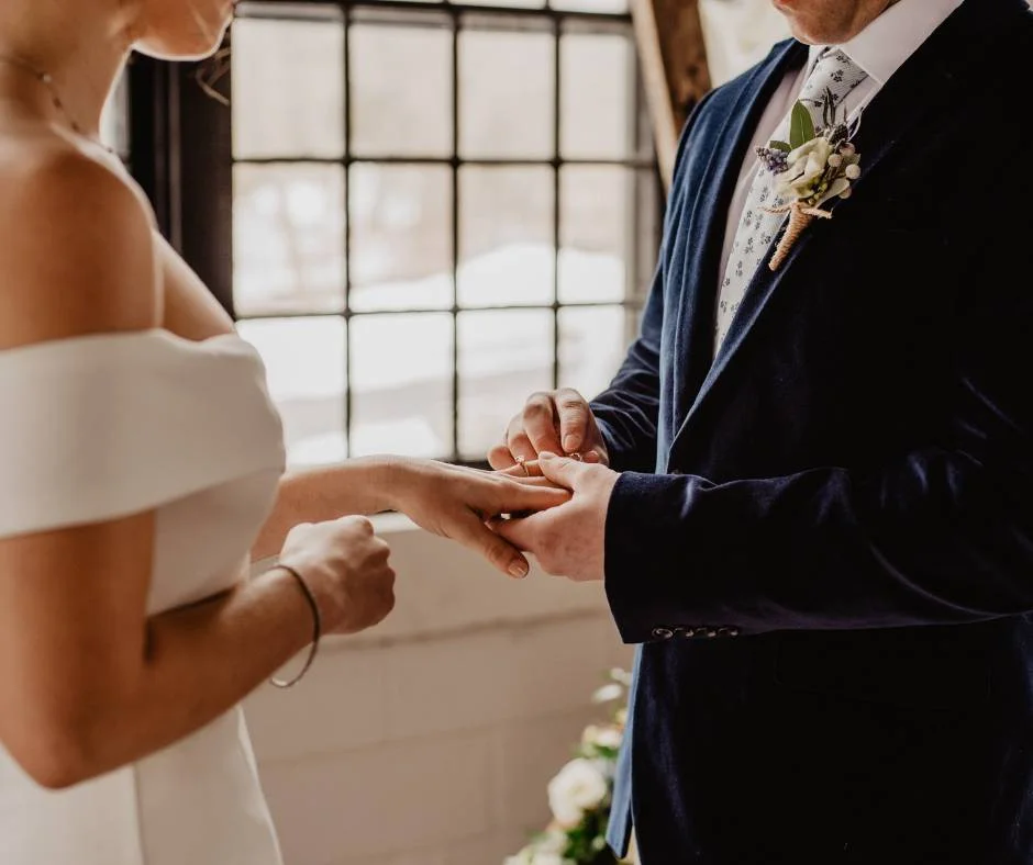 Ring going on hand after vows