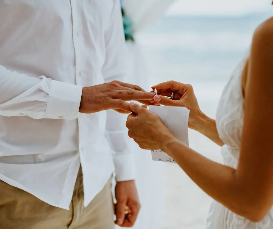ring going on hand during vows
