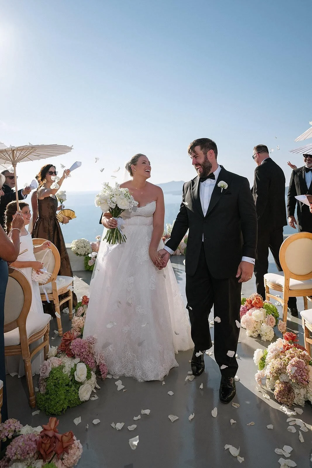 Real Bride Taylor in Kate by Monique Lhuillier at Her Wedding in Greece