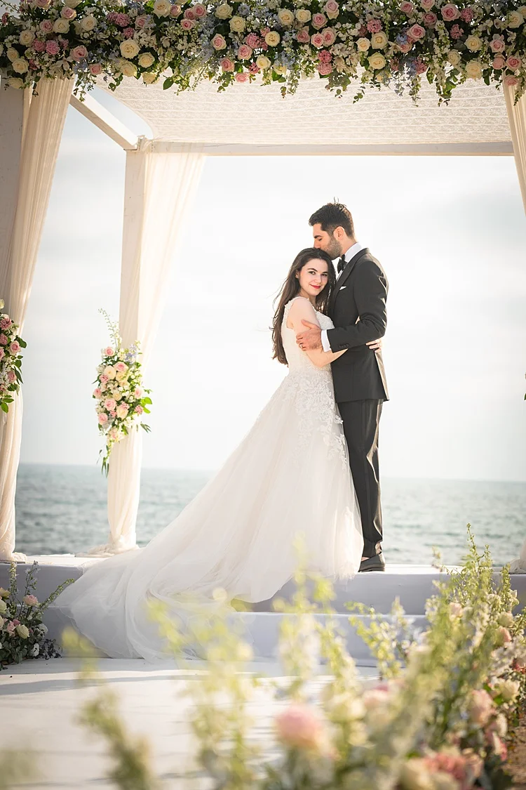 A Nicole Milano Bride for a Destination Jewish Wedding By the Sea at Caesar Yam, Caesarea, Israel