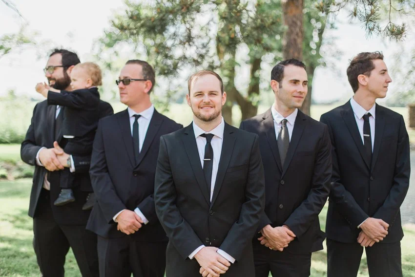 Modern Vintage Groom & Groomsmen - A Romantic Modern-Vintage Wedding with an Elegant Barn Reception