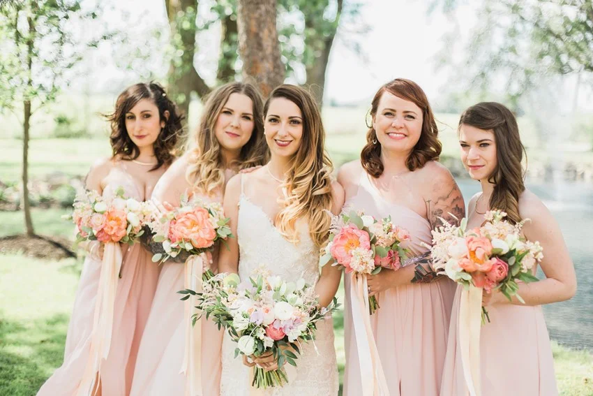 Modern Vintage Bridesmaids - A Romantic Modern-Vintage Wedding with an Elegant Barn Reception