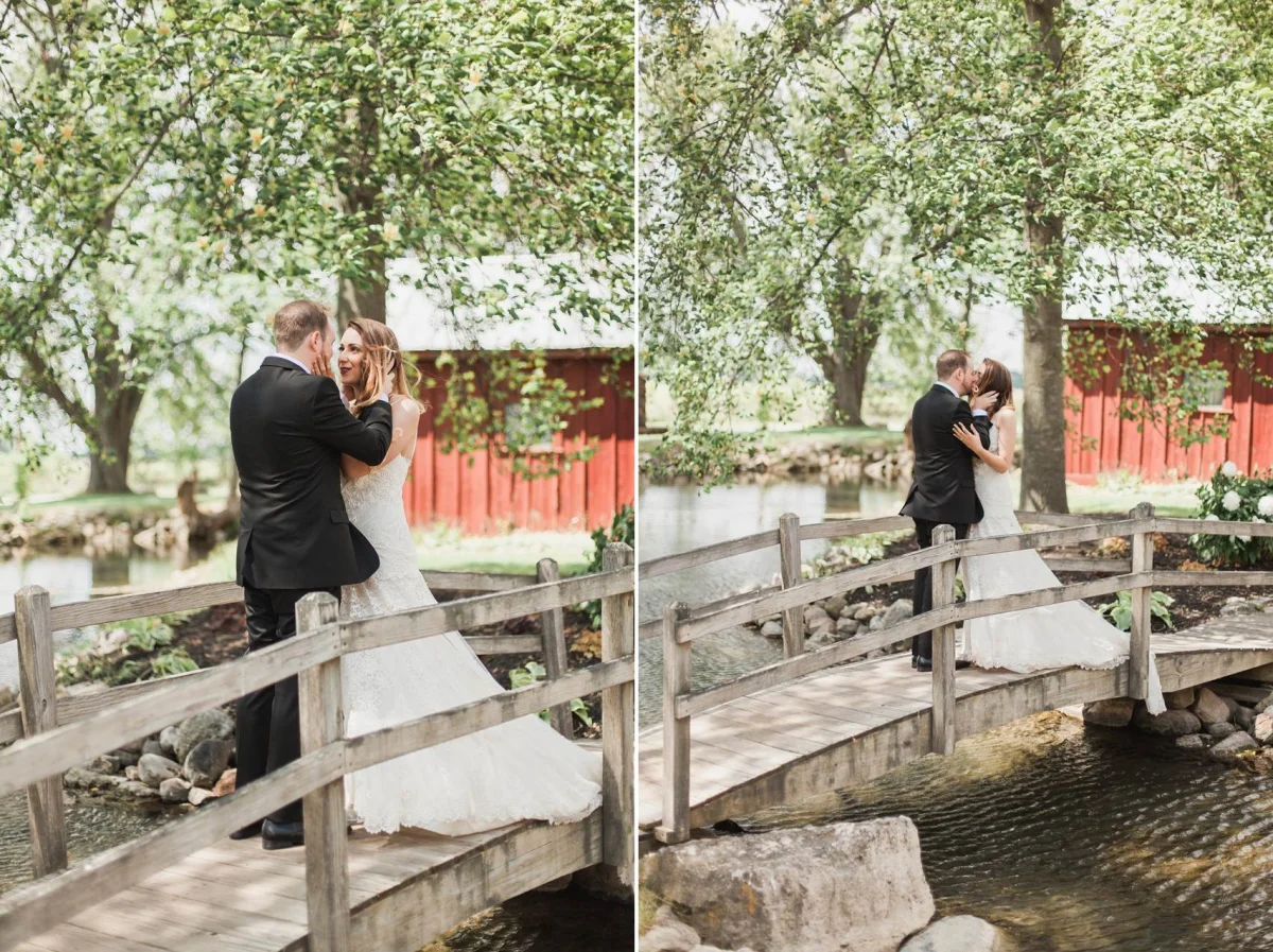 Wedding First Look - A Romantic Modern-Vintage Wedding with an Elegant Barn Reception