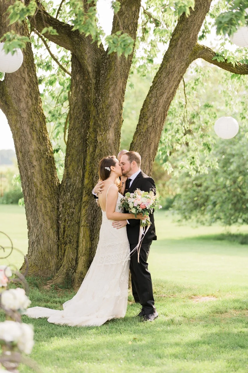 Outdoor Wedding Ceremony - A Romantic Modern-Vintage Wedding with an Elegant Barn Reception Romantic Modern-Vintage Wedding with an Elegant Barn Reception