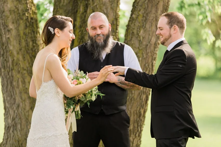 Outdoor Wedding Ceremony - A Romantic Modern-Vintage Wedding with an Elegant Barn Reception Romantic Modern-Vintage Wedding with an Elegant Barn Reception