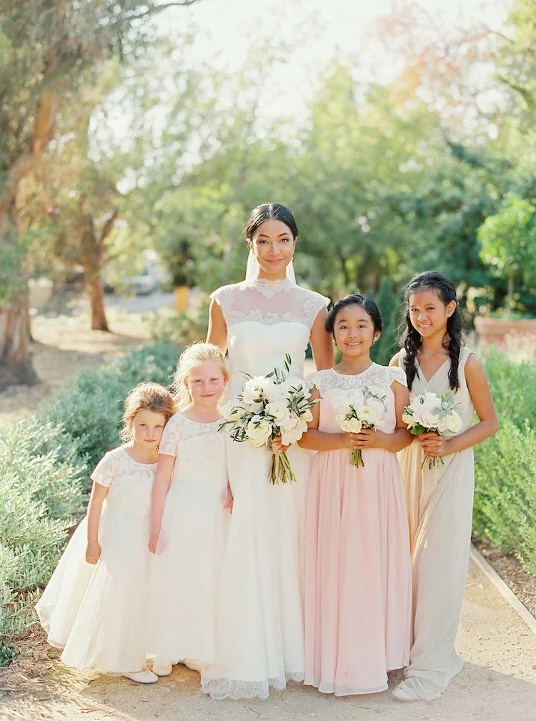 Elegant Bride & Mismatched Flower Girls