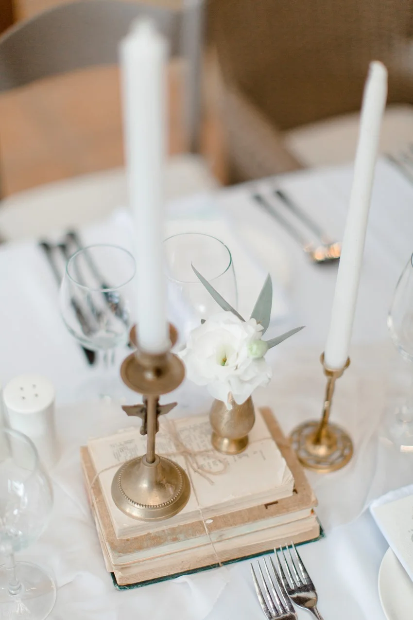 Romantic Modern-Vintage Wedding Book Centerpiece