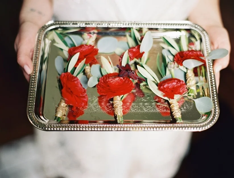 Red Boutonnieres // Photography ~ Marissa Lambert Photography