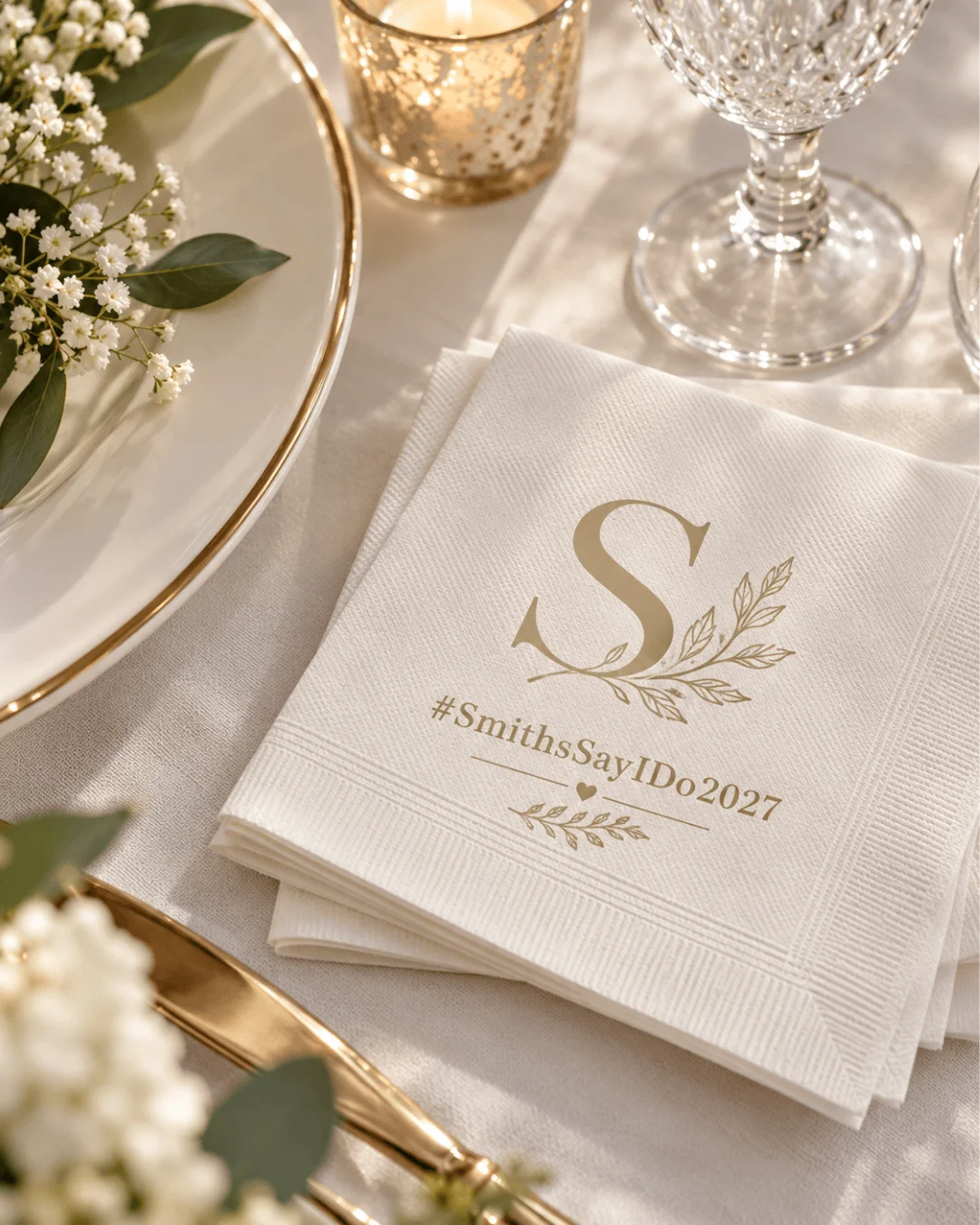 smith wedding hashtags napkin