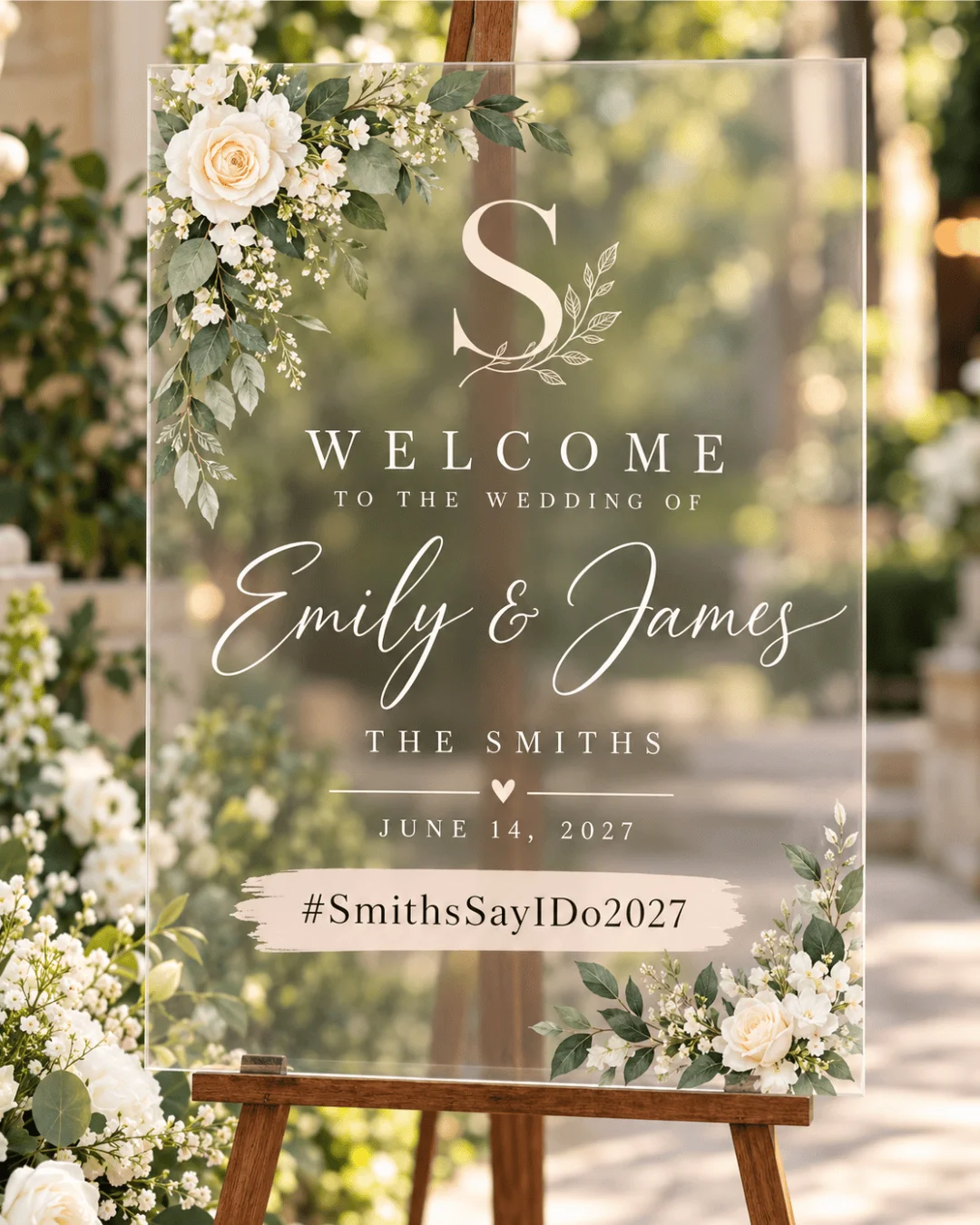 smith wedding hashtags sign