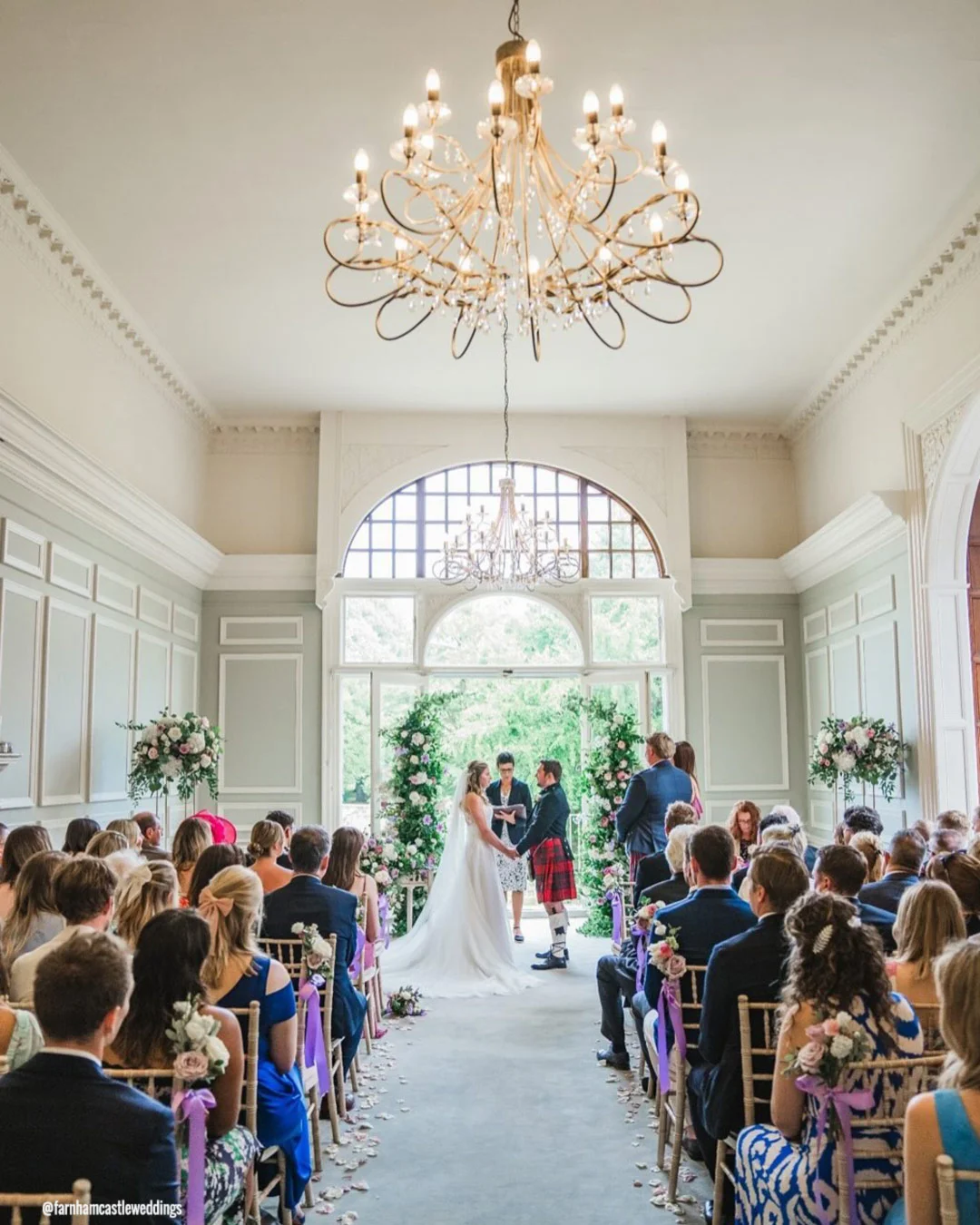 castle wedding venues in london aisle ceremony bride groom farnhamcastleweddings