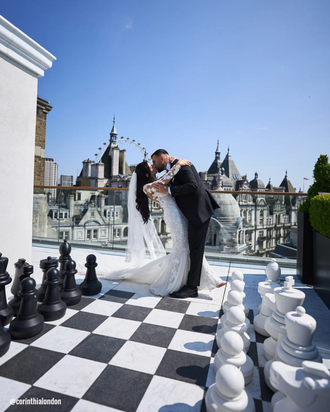 wedding venues in london outdoor view bride groom corinthialondon