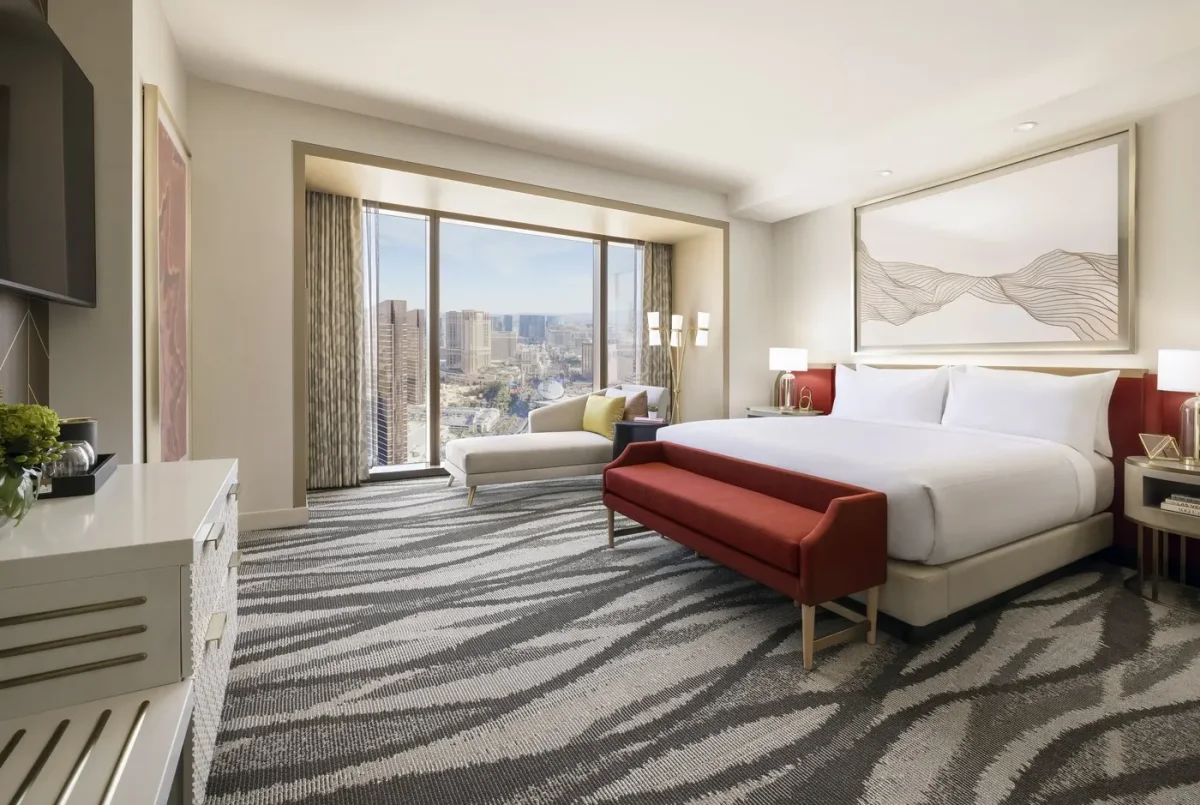 A one-bedroom suite in the Conrad tower at Resorts World Las Vegas.